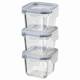 IKEA ASIA 365+ Food container with lid, SquareGlass 180ml, Set of 3