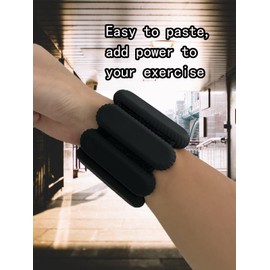 ordaily Black Wrist Ankle Weights for Women Men, 2pcs Adjustable Silicone Arm Weights Bracelet for Running Pilates, Walking, Yoga, Workout, Gym（1LB Each）
