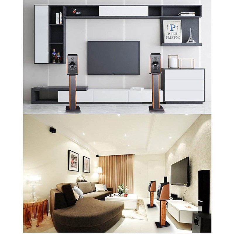 bimiti Wood Grain Speaker Stands 36 Inch Universal Floor Speaker
