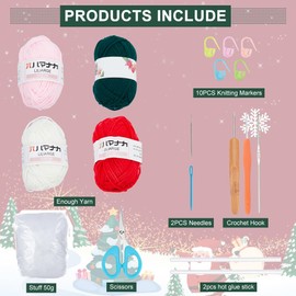 ACRNIGHEET 3PCS DIY Christmas Gnome Crochet Kit for Adult Beginners Christmas Crochet Starter Kit for Adults Crochet Santa Claus Kit with Step-by-Step Video Tutorials DIY Knitting Kit for Xmas Decor