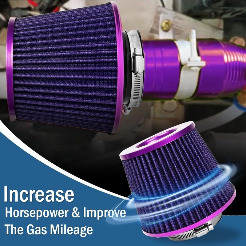Universal Clamp-On Air Intake Filter, High Performance, Washable Filter, Replacement
