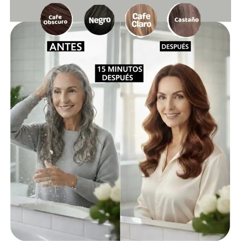 Shampoo En Tinte Cubre Canas 100% Meidu Sinamoniaco Jengibre