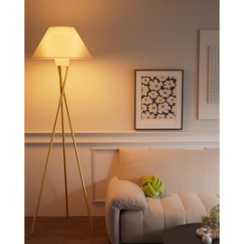 ACOHOOK Tripod Floor Lamp, Gold Standing Lamps with E26 Bulb Included, Mid Century Modern Tall Lamps for Living Room Bedroom Home Decor