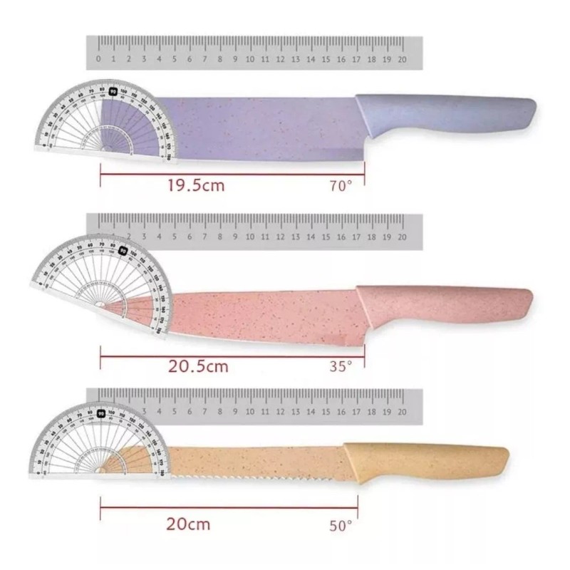 millerhous Set Kit Cuchillos Chef Recubrimiento Cerámica Colores Pastel