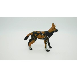 Deshen Du African Wild Dog Toy, Figure, Painted, Educational, Realistic Rubber Model 4"