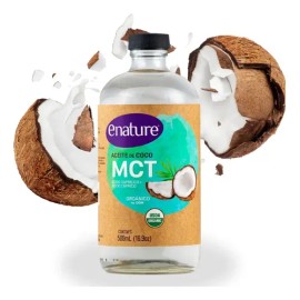 Aceite De Coco Orgánico Enature 500ml Mct Oil Comestible - Triglicéridos Cadena Media Líquido Suplemento Puro Ácido Caprílico Para Dieta Keto         
