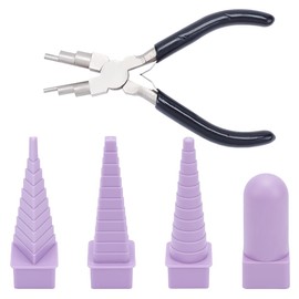 PH PandaHall 1pc Bail Making Pliers 6-in-1 Nose Pliers 5.9” Jewelry Pliers with 1 Set Jewelry Forming Mandrel Round Triangle Square Wrapping Tools for Jump Rings Loop Wire Wrapping Jewelry Making