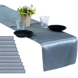 MDS 5 unidades Boda 30,5 x 274,3 cm satén camino de mesa Decoración Boda Banquete más de 30 Color, Gris plateado claro, 1