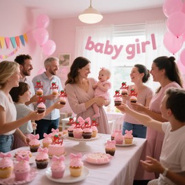 12 Pcs Red Glitter "Oh Baby!" Strawberry Cupcake Toppers - Sweet Baby Shower Decorations, Gender Reveal Party Supplies for Cakes, Cupcakes, & Fruit Displays