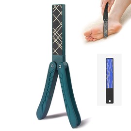 Pumice Stone Foot File, Heel Exfoliator, Nail File - Eiffel Tower Style 180° Foldable, Anti-wrestling, Durable, Unbreakable, Double-Sided Foot File Exfoliating Foot File, Green