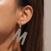 Rhinestone Initial Dangle Stud Earrings for Women Girls Sparkling Crystal