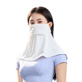 MEPOKI Women's Face Cover, Neck Guard, For Summer, (Opening Structure, Easy to Breathe Face Cover), UPF 50+ Certified, 360° Wide Range UV Protection, Cool Touch Sensation, 3-5°C, Sweat Absorbent,