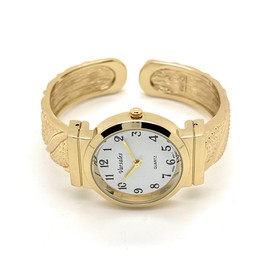 VERSALES Ladies Round Small Studs Elegant Metal Large Bangle Cuff Fashion Watch Easy Reader Dial Varsales (Silver)