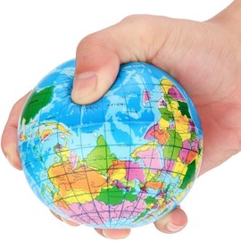 Blue Squishy Ball World Map Globe Palm Tree Ball Slow Rising Stress Relief for Birthday Christmas Stocking Fillers Party Bag Gifts Squeeze Toys Decorations (3")