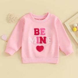 Baby Boy Girl Cute Long Sleeve Crew Neck Letters Heart Print Sweatshirt Infant Newborn Valentines Outfit (Pink Be Mine Heart, 0-6 Months)