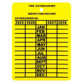 (100 Pack) 2025 to 2028 Plastic Indoor Outdoor 4 Year Fire Extinguisher Monthly Inspection Tags