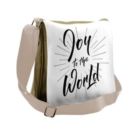 Lunarable JOY Messenger Bag, Hand Lettering Words with Beam, Unisex Cross-body