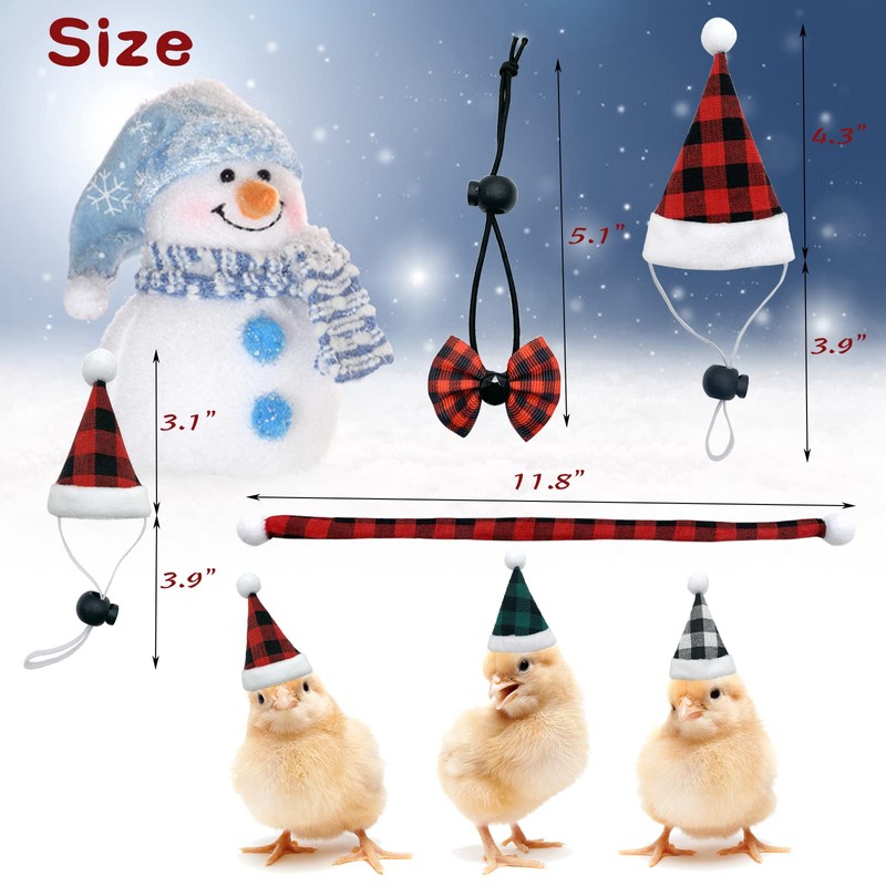 CooShou 12Pcs Christmas Pet Chicken Hat Scarf Bowtie Set Mini