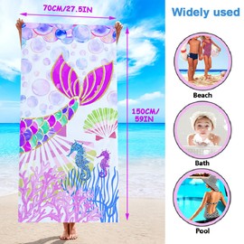 Mermaid Beach Towel, Microfibre Beach Towels, Microfibre Towels, Bath Towel, Beach Towels, Quick-Drying Beach Towel, Travel Towel, Beach Towels for Travel, Beach, Sauna, Swimming