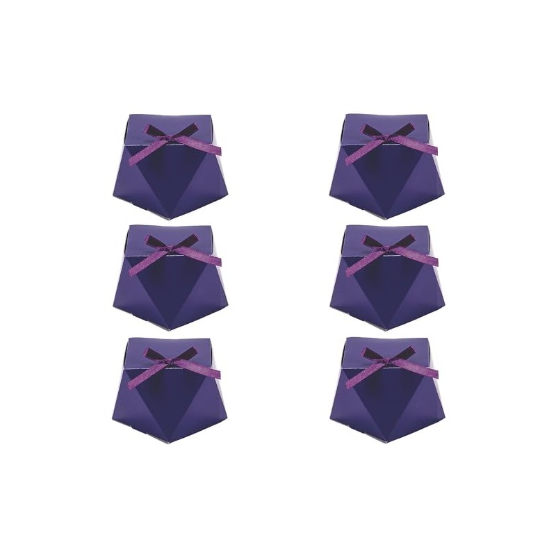 Fun Express Purple Geometric Favor Boxes with Bow - Bulk