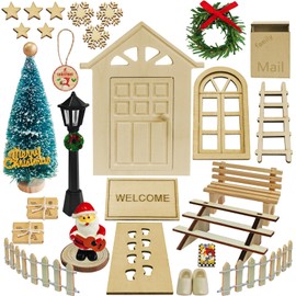 Yeelan Gnome Door Set 29 Pieces Gnome Door Accessories, Gnome Accessories Christmas, Gnome Set with Christmas Tree, Boots, Letter Boxes, Gnome Footprints, etc. Gnome Accessories Gifts for Children