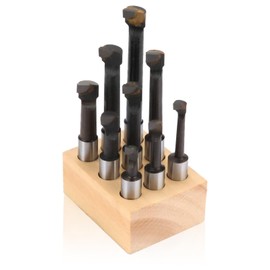 CNC Lathe Holders, CNC Tool Holders, CNC Lathe Drill Bars Set, 9-Piece 12mm F1 Shank Set, Carbide Tipped Rods, Indexable Drill Rod for Turning Inner Holes