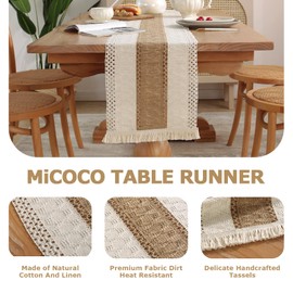 Coffee Table Runner Boho Table Runner with Tassels 180x30 cm Woven Cheesecloth Table Runner for Bohemian Style Decoration, Daily Home Dining Table Decoration, Wedding Parties (Coffee, 180X30 CM)