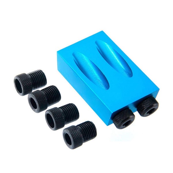 Gasea 15 Degree Bit Angle Drive Pocket Hole Jig Kit with 6/8/ 10mm Hole Drive Adapter for Woodworking Angle Drilling Guide