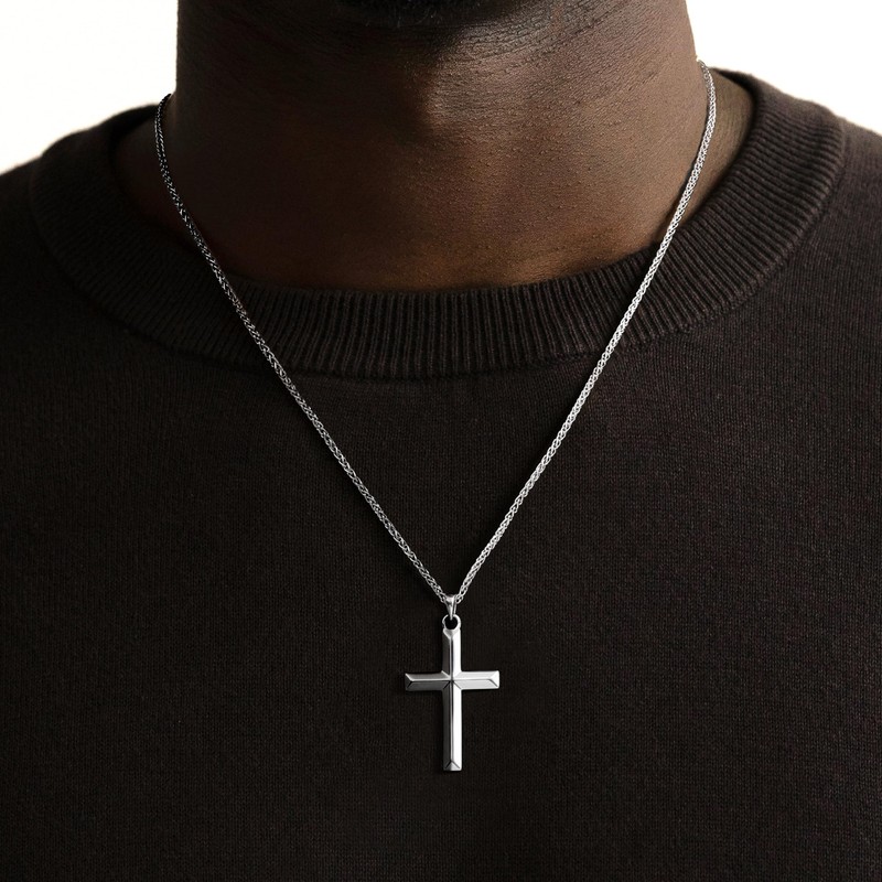MILACOLATO 925 Sterling Silver Cross Necklace for Men Women 18K