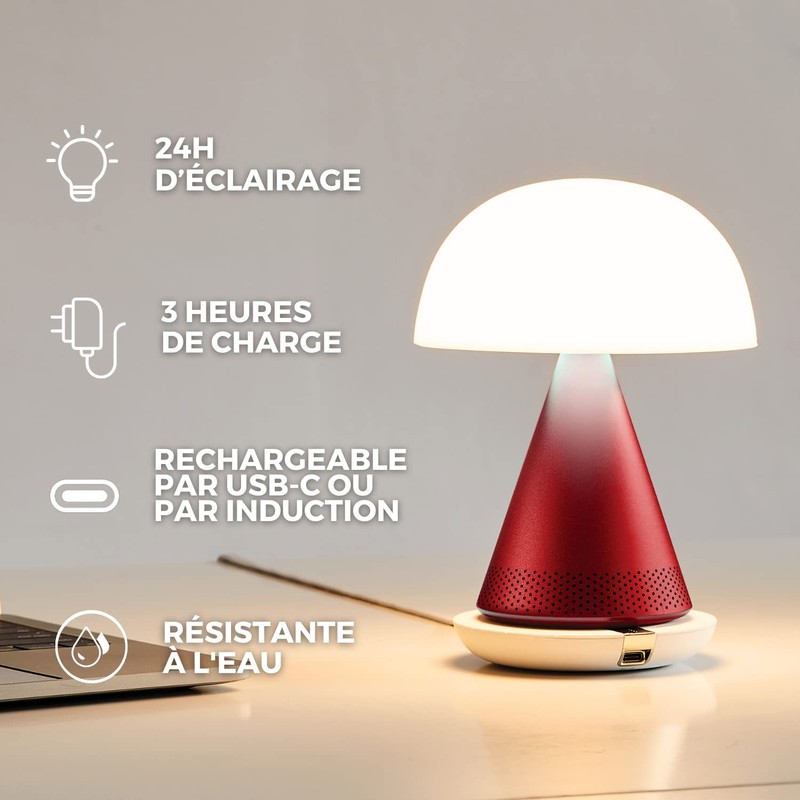 Lexon Mina L Audio 2 in 1 Mushroom Table Lamp