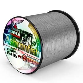 Ashconfish Braided Fishing Line- 4 Strands Super Strong PE Fishing Wire Heavy Tensile for Saltwater & Freshwater Fishing -Abrasion Resistant - Zero Stretch- 100M/109Yds 15LB Gray