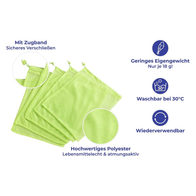 Maximex Reusable Bags, Set of 5 Reusable Fruit and Vegetable