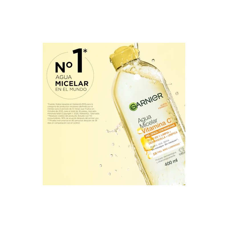 Garnier Express Aclara Agua micelar desmaquillante con Vitamina C Tono