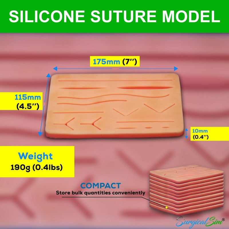 SurgicalSim Suture Practice Kit for Students with Extra Practice Pad,