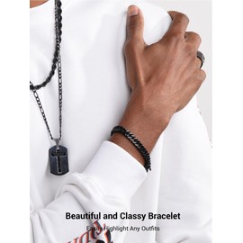 PROSTEEL Cuban Link Bracelet for Men Black Curb Chain Bracelet