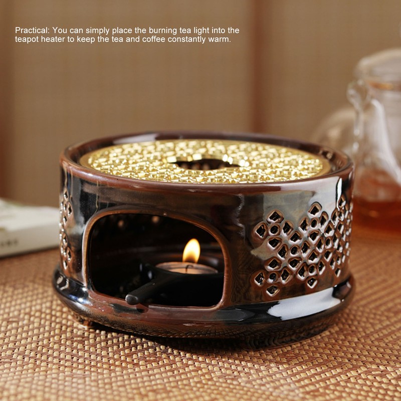 Teapot Warmer Tea Coffee Warmer Base Ceramic Heater with Spoon