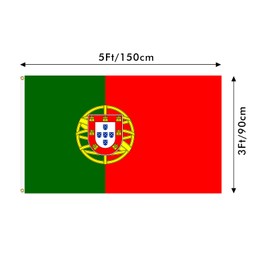 Portugal Flag 3x5 FT Premium Polyester, Fade Resistant with Brass Grommets Heavy Duty Portuguese Flag for Indoor Outdoor, World Cup Portuguese Flags Decor (90x150cm)