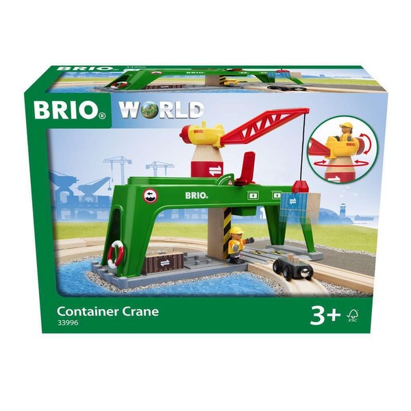 BRIO - World Gru per Container, Gru e Veicoli, età Raccomandata 3+ Anni, 33996