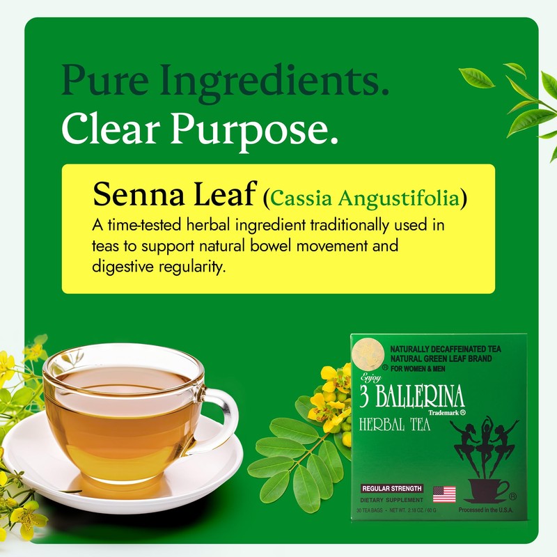 3 Ballerina Natural Green Leaf Brand Naturally Caffeine Free Diet
