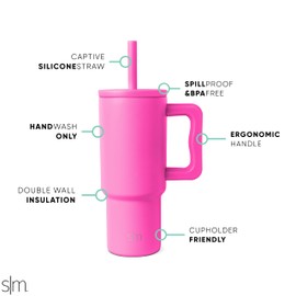 Simple Modern Kids 24 oz Tumbler with Handle and Silicone Straw Lid | Spill Proof and Leak Resistant | Reusable Stainless Steel Bottle | Gift for Kids Boys Girls | Trek Collection | Raspberry Vibes
