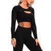 FITTOO Women's Long Sleeves Croped Workout Tops Eyelet Sports Shirts