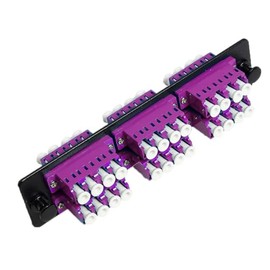 RiteAV LGX Footprint Fiber Optic Cable LC Adapter Patch Panel 12 Ports Loaded w/6 LC Quad (12 LC Duplex Ports) 40Gb Gigabit OM4 Magenta Adapters