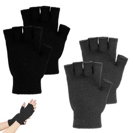 YUFFQOPC 2 Pair Half Finger Gloves, Unisex Fingerless Gloves Men Winter Knitted Fingerless Mittens Typing Gloves Warm Knit Half Finger Gloves for Women Heated Work Gloves for Outdoor In Common Size
