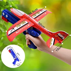 XINGGANG Aeroplane Toy, Throwing Glider Polystyrene Flyer Catapult Pistol Children's Toy, Children Outdoor Garden Interactive Games Children's Birthday Gifts Boys Girls for 6-12 Years and Up