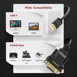 OIKWAN USB to Serial Adapter, USB 2.0 to RS232 Serial DB9 Male 9-Pin Adapter Cable with FT232 Chip-6Feet. NOT Used for VGA Monitor.