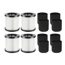 4 PCS DCV580H DCV581H Replacement Filter for DCV580H (Cordless) DCV581H DCV5801H 20V Wet/Dry VAC, With 8 PCS Foam Sleeve Filter