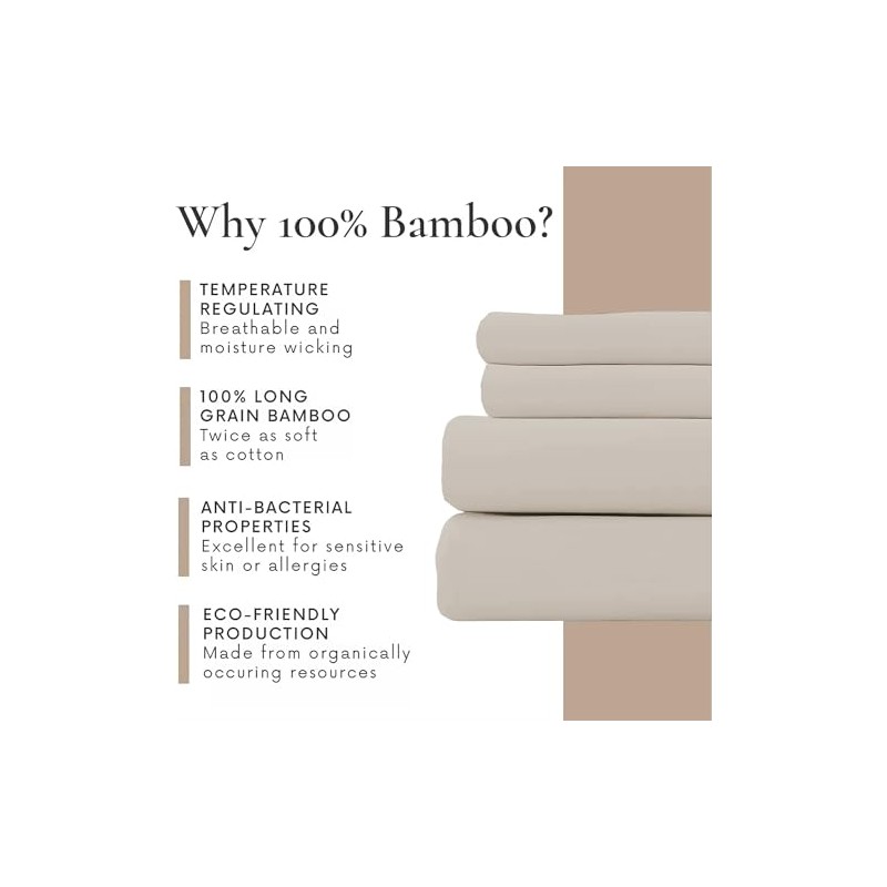 FabGoods Bamboo Fitted BedSheet (Warm Taupe)