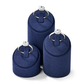 Oirlv Microfibre 3-Piece Ring Stand, Ring Organiser, Holder for Ring, Trade Show Display (Blue)