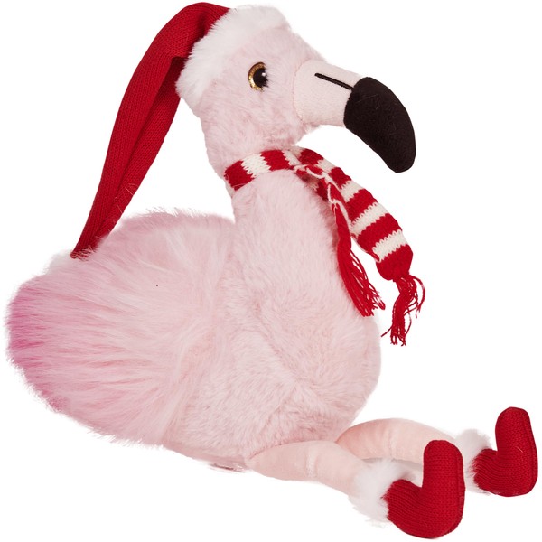 Bearington Fifi The Festive Flamingo Stuffed Animal, 8.5 Inch Christmas Plush Decoration