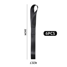 Pack of 6 lashing loops, 350 kg lashing straps, belt loops, lashing straps, double ring lashing straps for motorcycle transport, bicycles, beach motorcycles, black